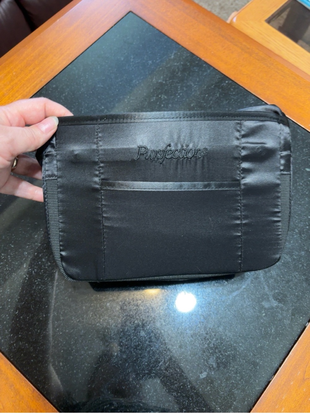 Pursefection Black Purse Organizer Insert Bag Organizer Structured 8 Pockets Zip